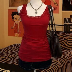 Elena Gilbert Inspired Red Lace Cami – Size S
